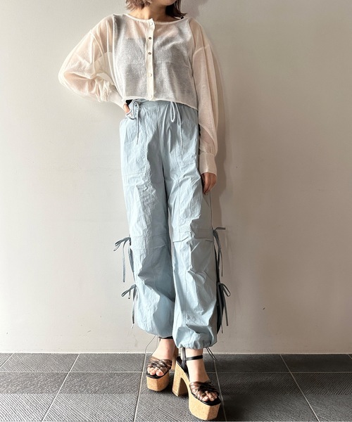 one way(ワンウェイ)の「ショートシアーニット2wayカーデ(カーディガン/ボレロ・レディース・ライトイエロー/ライトピンク/ホワイト/ブラック・FREE)」の8枚目の写真