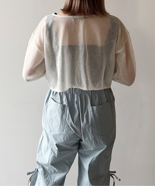 one way(ワンウェイ)の「ショートシアーニット2wayカーデ(カーディガン/ボレロ・レディース・ライトイエロー/ライトピンク/ホワイト/ブラック・FREE)」の11枚目の写真