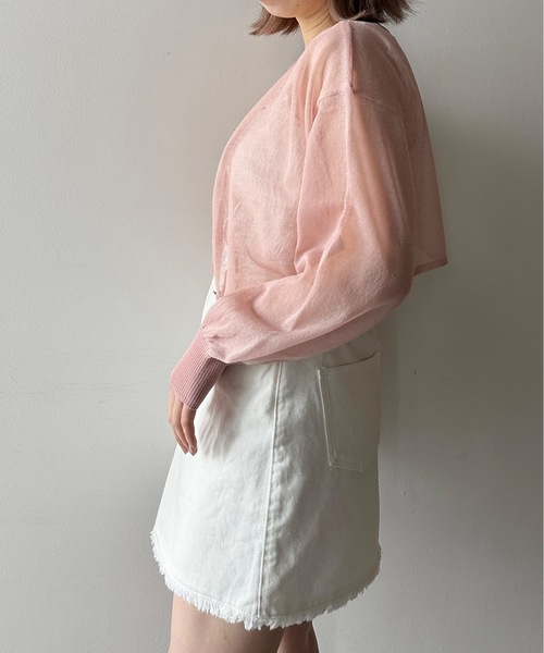 one way(ワンウェイ)の「ショートシアーニット2wayカーデ(カーディガン/ボレロ・レディース・ライトイエロー/ライトピンク/ホワイト/ブラック・FREE)」の17枚目の写真