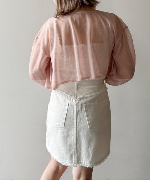 one way(ワンウェイ)の「ショートシアーニット2wayカーデ(カーディガン/ボレロ・レディース・ライトイエロー/ライトピンク/ホワイト/ブラック・FREE)」の18枚目の写真