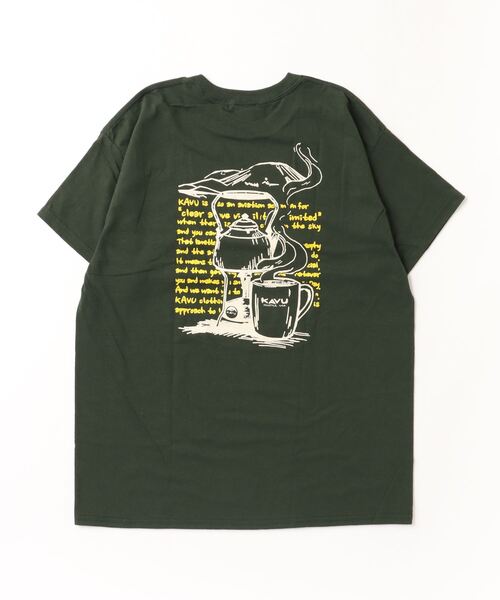 KAVU（カブー）の「KAVU/カブー バックプリントTシャツ イラストTee/クルーネック半袖Tシャツ Coffee Tee  19821854（Tシャツ/カットソー・メンズ・ベージュ/グリーン・XL/L/M）」の4枚目の写真