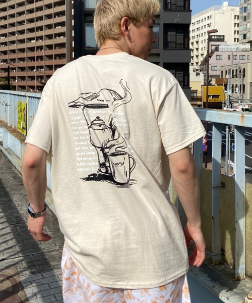 KAVU（カブー）の「KAVU/カブー バックプリントTシャツ イラストTee/クルーネック半袖Tシャツ Coffee Tee  19821854（Tシャツ/カットソー・メンズ・ベージュ/グリーン・XL/L/M）」の10枚目の写真