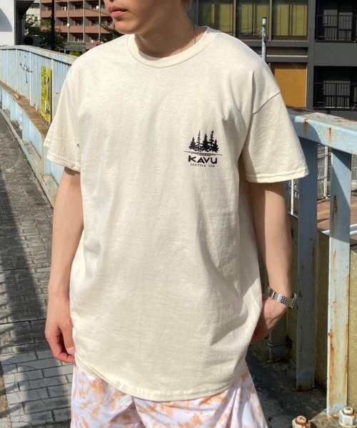 KAVU（カブー）の「KAVU/カブー バックプリントTシャツ イラストTee/クルーネック半袖Tシャツ Coffee Tee  19821854（Tシャツ/カットソー・メンズ・ベージュ/グリーン・XL/L/M）」の12枚目の写真