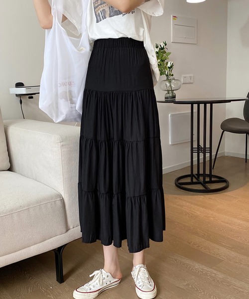 セール】ティアード スカート ロング ボリューム 夏（スカート