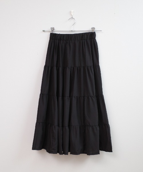 shopnikoniko（ショップニコニコ）の「ティアード スカート ロング ボリューム 夏（スカート・レディース・ブラック/ホワイト・フリー）」の17枚目の写真