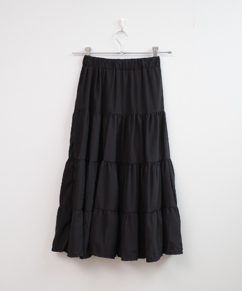 shopnikoniko（ショップニコニコ）の「ティアード スカート ロング ボリューム 夏（スカート・レディース・ブラック/ホワイト・フリー）」の18枚目の写真