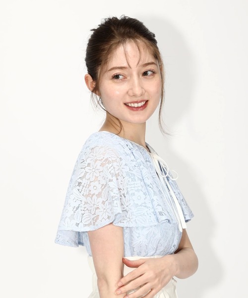 MISCH MASCH(ミッシュマッシュ)の「レースケープブラウス(シャツ/ブラウス・レディース・ブルー系その他/ホワイト/ブラック・MEDIUM)」の6枚目の写真