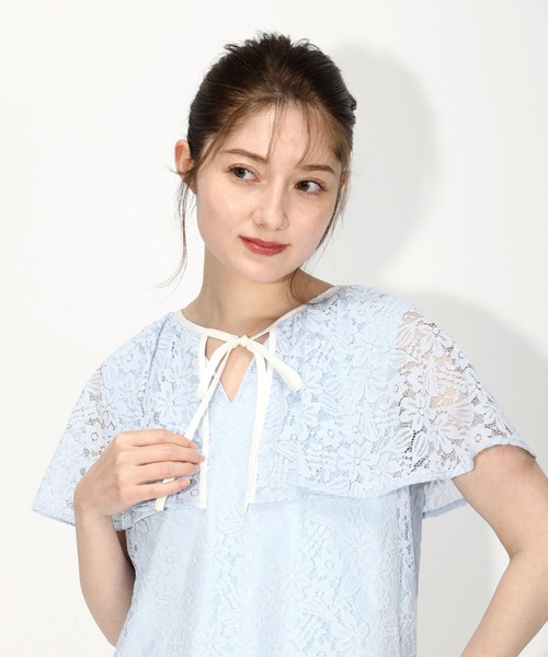 MISCH MASCH(ミッシュマッシュ)の「レースケープブラウス(シャツ/ブラウス・レディース・ブルー系その他/ホワイト/ブラック・MEDIUM)」の8枚目の写真