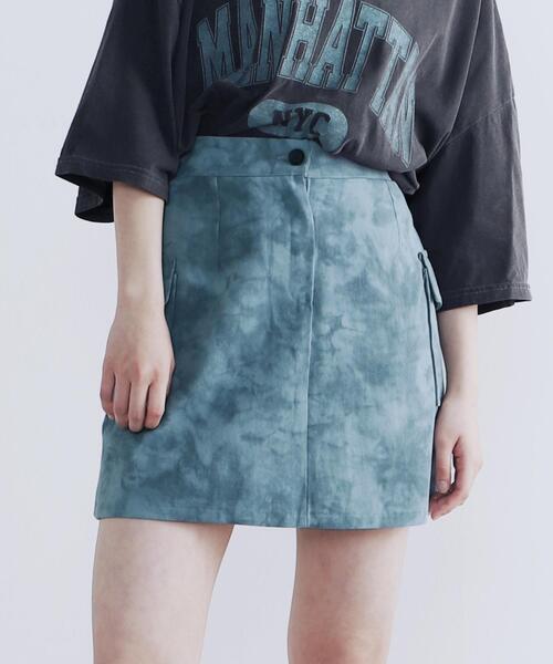 Figments(フィグメンツ)の「タイダイカーゴミニスカート(スカート・レディース・ブルー/ブラック・FREE)」の3枚目の写真
