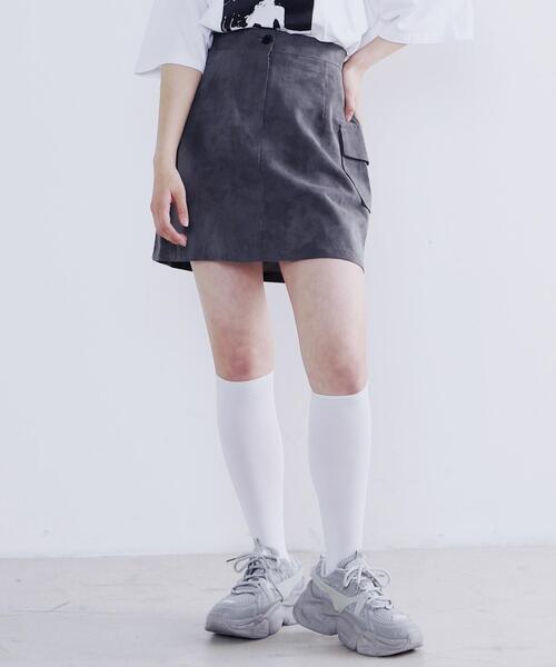 Figments(フィグメンツ)の「タイダイカーゴミニスカート(スカート・レディース・ブルー/ブラック・FREE)」の4枚目の写真