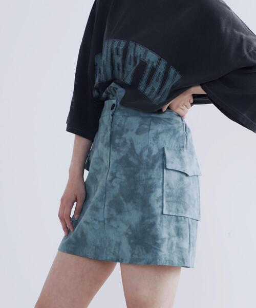 Figments(フィグメンツ)の「タイダイカーゴミニスカート(スカート・レディース・ブルー/ブラック・FREE)」の7枚目の写真