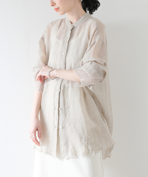 SUNSUNSHOP様Plage CALMER 別注 BandCollarシャツ CALMER】別注 BandCollar シャツ（シャツ/ブラウス）｜Plage