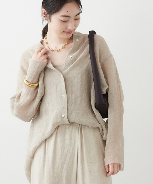 SUNSUNSHOP様Plage CALMER 別注 BandCollarシャツ CALMER】別注 BandCollar シャツ（シャツ/ブラウス）｜Plage