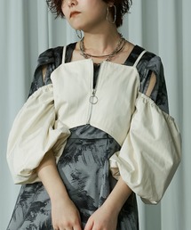 Ezick | Balloon ring zip オフショルダービスチェ(ベスト)