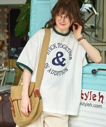 ヴィンテージライクシンボルマークグラフィックリンガーTシャツ