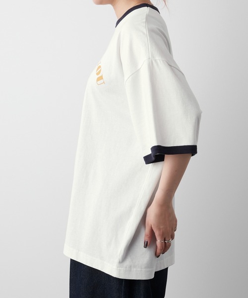 ヴィンテージライクシンボルマークグラフィックリンガーTシャツ
