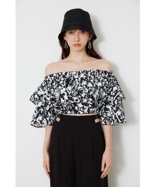 rienda(リエンダ)の「オフショルダークロップドトップス(シャツ/ブラウス・レディース・ブラック系その他/パープル系その他/ホワイト/レッド・FREE)」の7枚目の写真