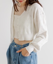 OLIVE des OLIVE | Aimerianejoieハート透かしカーディガン　1031180190(カーディガン/ボレロ)