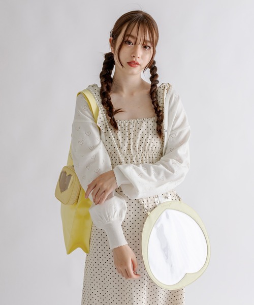 OLIVE des OLIVE（オリーブデオリーブ）の「Aimerianejoieハート透かしカーディガン　1031180190（カーディガン/ボレロ・レディース・オフホワイト/ライム/ピンク/ブラック/ラベンダー/サックスブルー・FREE）」の19枚目の写真