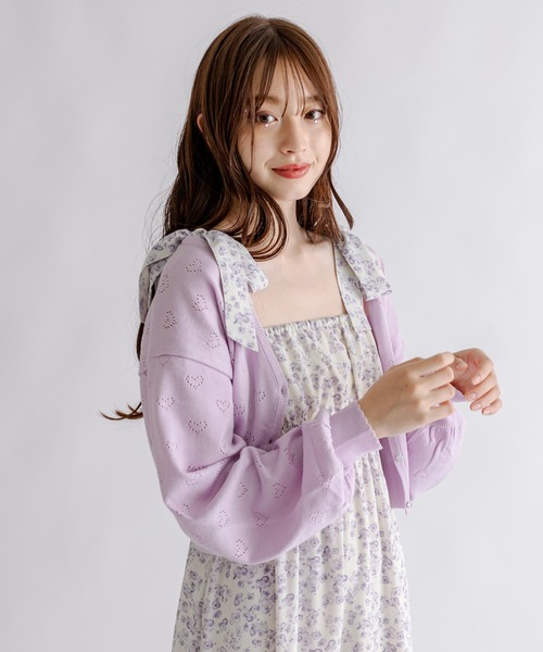 OLIVE des OLIVE（オリーブデオリーブ）の「Aimerianejoieハート透かしカーディガン　1031180190（カーディガン/ボレロ・レディース・オフホワイト/ライム/ピンク/ブラック/ラベンダー/サックスブルー・FREE）」の22枚目の写真