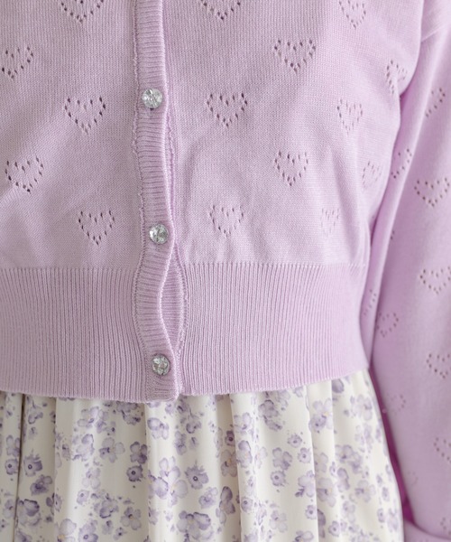 OLIVE des OLIVE（オリーブデオリーブ）の「Aimerianejoieハート透かしカーディガン　1031180190（カーディガン/ボレロ・レディース・オフホワイト/ライム/ピンク/ブラック/ラベンダー/サックスブルー・FREE）」の12枚目の写真