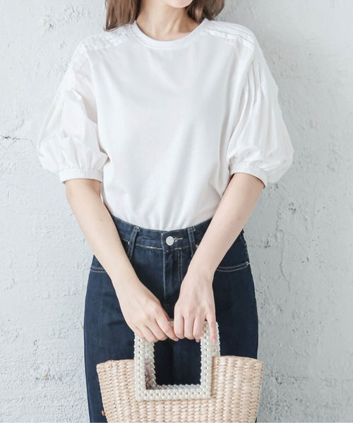 La-gemme（ラジェム）の「タックスリーブカットソー（Tシャツ/カットソー・レディース・ホワイト/ブラック/ブルーグリーン・フリー）」の20枚目の写真