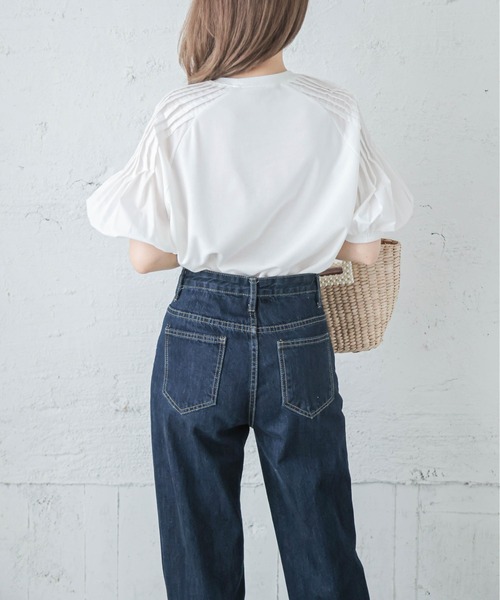 La-gemme（ラジェム）の「タックスリーブカットソー（Tシャツ/カットソー・レディース・ホワイト/ブラック/ブルーグリーン・フリー）」の11枚目の写真
