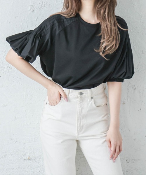 La-gemme（ラジェム）の「タックスリーブカットソー（Tシャツ/カットソー・レディース・ホワイト/ブラック/ブルーグリーン・フリー）」の18枚目の写真