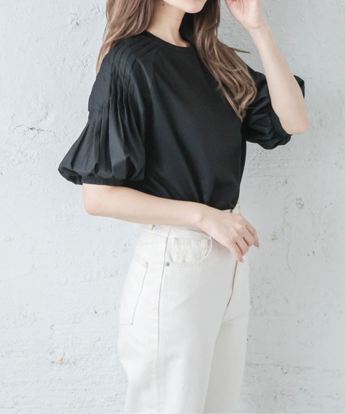 La-gemme（ラジェム）の「タックスリーブカットソー（Tシャツ/カットソー・レディース・ホワイト/ブラック/ブルーグリーン・フリー）」の13枚目の写真