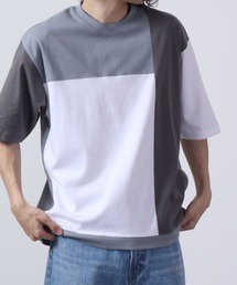 URBAN SQUARE 表コットン裏メッシュ ブロック切替半袖Tシャツ