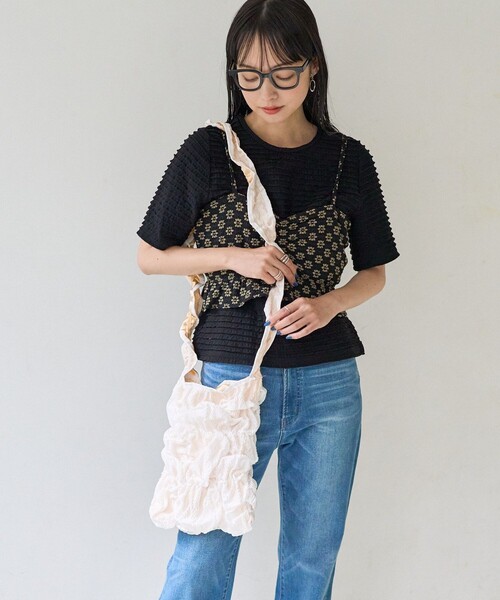 FREAK'S STORE(フリークスストア)の「Casselini × FREAK'S STORE/キャセリーニ 別注スクエアギャザーショルダー(ショルダーバッグ・レディース・ブラック/ナチュラル/ラベンダー・ONE SIZE)」の16枚目の写真