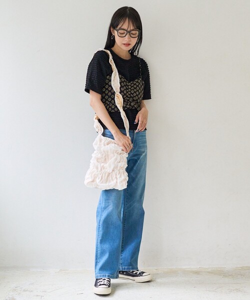 FREAK'S STORE(フリークスストア)の「Casselini × FREAK'S STORE/キャセリーニ 別注スクエアギャザーショルダー(ショルダーバッグ・レディース・ブラック/ナチュラル/ラベンダー・ONE SIZE)」の17枚目の写真