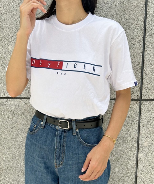 Niell(ニール)の「【H by FIGER/エイチ バイ フィガー】フロントロゴ 半袖 Tシャツ(Tシャツ/カットソー・レディース・ホワイト/ブラック・M/L/XL)」の7枚目の写真