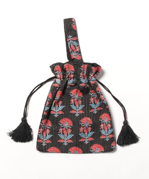 チャイハネ（チャイハネ）の「【チャイハネ】ブロサム巾着バッグ（ハンドバッグ・レディース・グレー/ブラック/ターコイズブルー/イエロー/ブルー・FREE）」の2枚目の写真