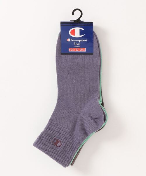 Champion(チャンピオン)の「【CHAMPION/チャンピオン】Wクォーターソックス 3P CWSCY203 靴下 3足組 ノンパイル ワンポイントロゴ刺繍(ソックス/靴下・レディース・ブラック/ベージュ/ホワイト/グレー/パープル/スミクロ/オフホワイト・SMALL)」の7枚目の写真