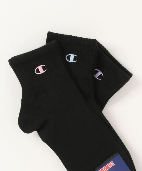 Champion(チャンピオン)の「【CHAMPION/チャンピオン】Wクォーターソックス 3P CWSCY203 靴下 3足組 ノンパイル ワンポイントロゴ刺繍(ソックス/靴下・レディース・ブラック/ベージュ/ホワイト/グレー/パープル/スミクロ/オフホワイト・SMALL)」の20枚目の写真