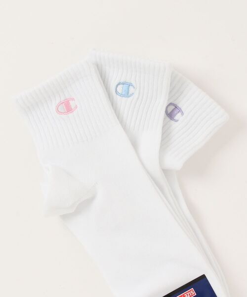 Champion(チャンピオン)の「【CHAMPION/チャンピオン】Wクォーターソックス 3P CWSCY203 靴下 3足組 ノンパイル ワンポイントロゴ刺繍(ソックス/靴下・レディース・ブラック/ベージュ/ホワイト/グレー/パープル/スミクロ/オフホワイト・SMALL)」の21枚目の写真