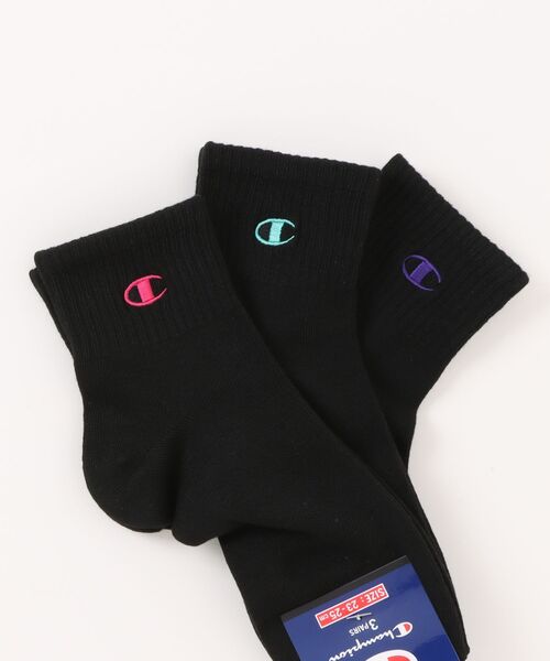 Champion(チャンピオン)の「【CHAMPION/チャンピオン】Wクォーターソックス 3P CWSCY203 靴下 3足組 ノンパイル ワンポイントロゴ刺繍(ソックス/靴下・レディース・ブラック/ベージュ/ホワイト/グレー/パープル/スミクロ/オフホワイト・SMALL)」の16枚目の写真