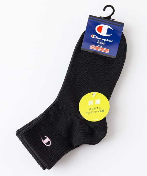 Champion(チャンピオン)の「【CHAMPION/チャンピオン】Wクォーターソックス 3P CWSCY203 靴下 3足組 ノンパイル ワンポイントロゴ刺繍(ソックス/靴下・レディース・ブラック/ベージュ/ホワイト/グレー/パープル/スミクロ/オフホワイト・SMALL)」の14枚目の写真