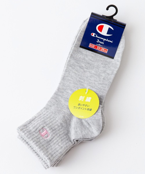 Champion(チャンピオン)の「【CHAMPION/チャンピオン】Wクォーターソックス 3P CWSCY203 靴下 3足組 ノンパイル ワンポイントロゴ刺繍(ソックス/靴下・レディース・ブラック/ベージュ/ホワイト/グレー/パープル/スミクロ/オフホワイト・SMALL)」の13枚目の写真
