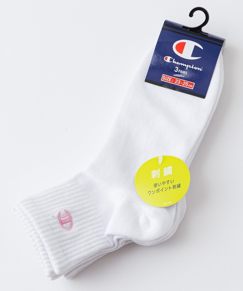 Champion(チャンピオン)の「【CHAMPION/チャンピオン】Wクォーターソックス 3P CWSCY203 靴下 3足組 ノンパイル ワンポイントロゴ刺繍(ソックス/靴下・レディース・ブラック/ベージュ/ホワイト/グレー/パープル/スミクロ/オフホワイト・SMALL)」の15枚目の写真