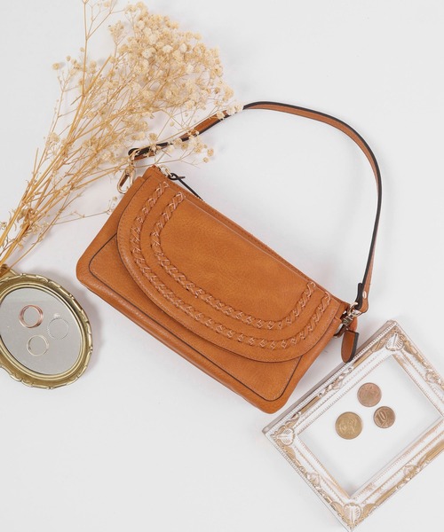 FUNALIVE（ファンアライブ）の「Pisoraro かがり　横型お財布ポシェット（ショルダーバッグ・レディース・ライトグレー/ブラック/ブラウン系その他/ダークグレー/ライトグリーン/レッド/ブルーグリーン・FREE）」の4枚目の写真