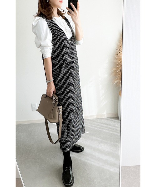 &. NOSTALGIA（アンドドットノスタルジア）の「【ZOZO限定】前後2wayツイードジャンスカ（ジャンパースカート・レディース・ブラック・FREE）」の8枚目の写真