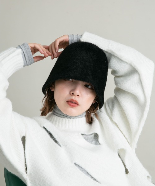 KBF（ケイビーエフ）の「ファーサーモベルHAT（ハット・レディース・ミント/アイボリー/ブラック・ONE）」の7枚目の写真