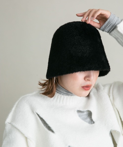 KBF（ケイビーエフ）の「ファーサーモベルHAT（ハット・レディース・ミント/アイボリー/ブラック・ONE）」の8枚目の写真