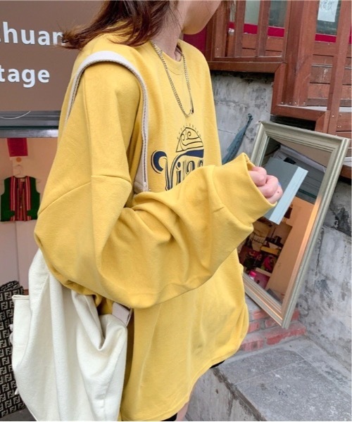 Burner（バーナー）の「【BURNER Recommend Select】オーバーサイズ 　 カレッジロゴ 　 スウェット　oku-tops-652811127079-21（スウェット・レディース・イエロー/グレー/ホワイト・XL/L）」の6枚目の写真