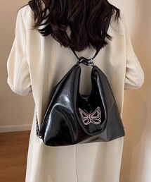 shopnikoniko | バタフライ刺繍 2way トライアングルバッグ 蝶々 リュックサック(トートバッグ)