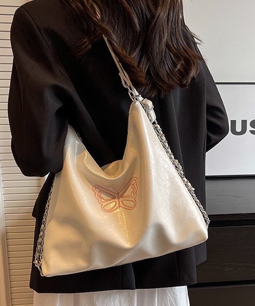 shopnikoniko（ショップニコニコ）の「バタフライ刺繍 2way トライアングルバッグ 蝶々 リュックサック（トートバッグ・レディース・ブラック/ホワイト/シルバー・フリー）」の11枚目の写真