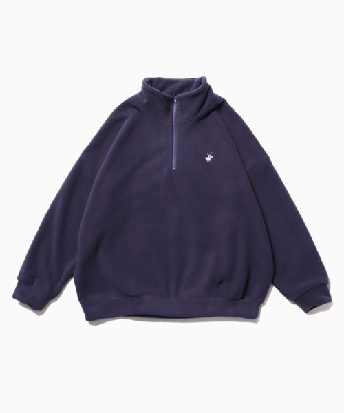 BEVERLY HILLS POLO CLUB(ビバリーヒルズポロクラブ)の「BEVERLY HILLS POLO CLUB/ビバリーヒルズポロクラブ ハーフZIP フリース(スウェット・メンズ・ネイビー/アイボリー/ブラック/ベージュ・L/M)」の4枚目の写真