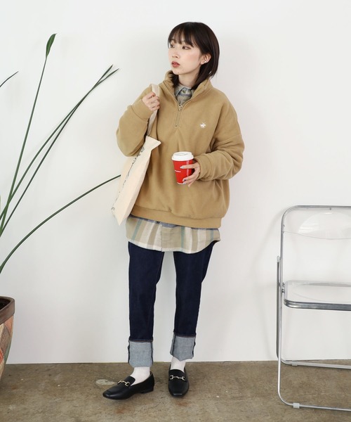BEVERLY HILLS POLO CLUB(ビバリーヒルズポロクラブ)の「BEVERLY HILLS POLO CLUB/ビバリーヒルズポロクラブ ハーフZIP フリース(スウェット・メンズ・ネイビー/アイボリー/ブラック/ベージュ・L/M)」の12枚目の写真